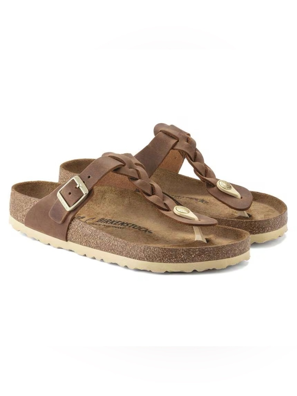 Birkenstock Cognac Braided Gizeh Thong Sandals SZ 9